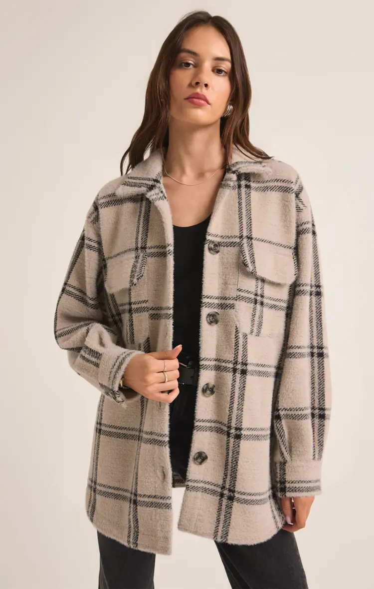Z Supply Crystal Grey Plaid Tucker Jacket