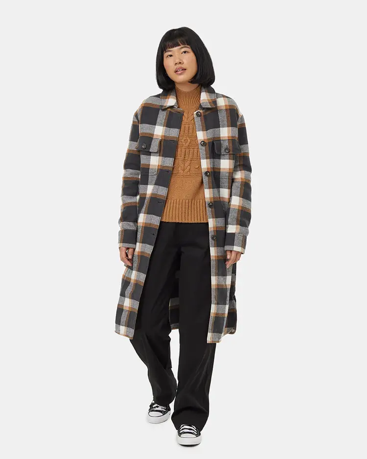 Ten Tree Camel Plaid Heavy Weight Long Flannel Jacket