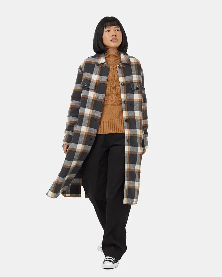 Ten Tree Camel Plaid Heavy Weight Long Flannel Jacket