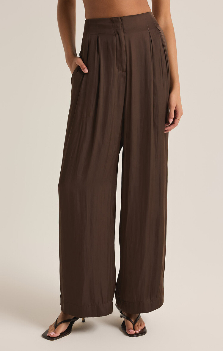 Z Supply Lisse Wide Leg Pant Dark Chocolate