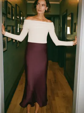 Z Supply Europa Poly Sheen Skirt Berry Wine