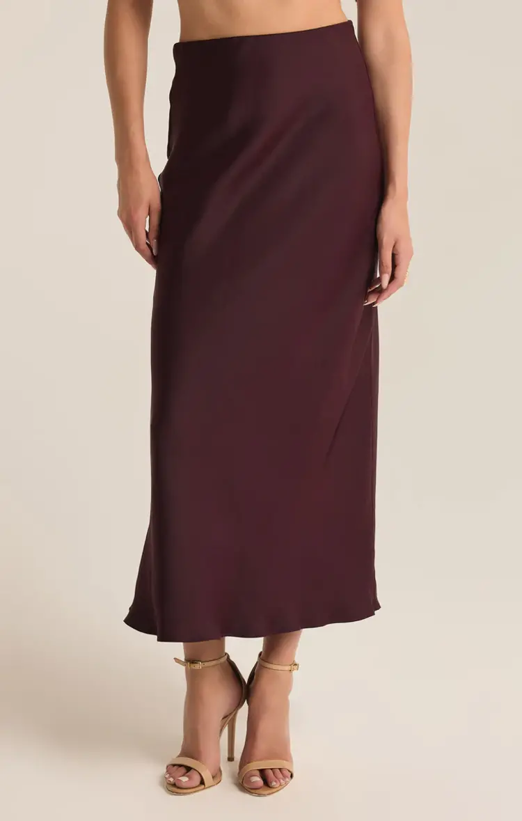 Z Supply Europa Poly Sheen Skirt Berry Wine