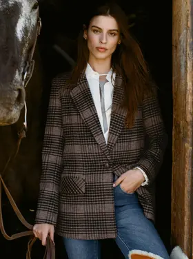 Z Supply Kingston Relaxed Plaid Blazer Latte