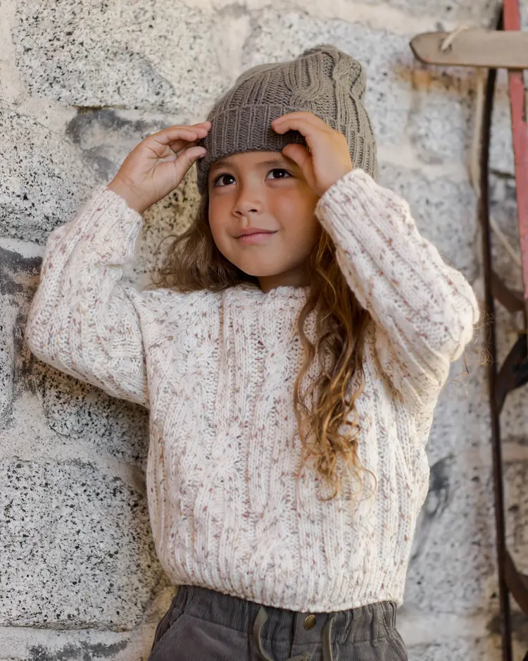 Rylee + Cru Inc. CABLE-KNIT SWEATER || NATURAL SPECKLE
