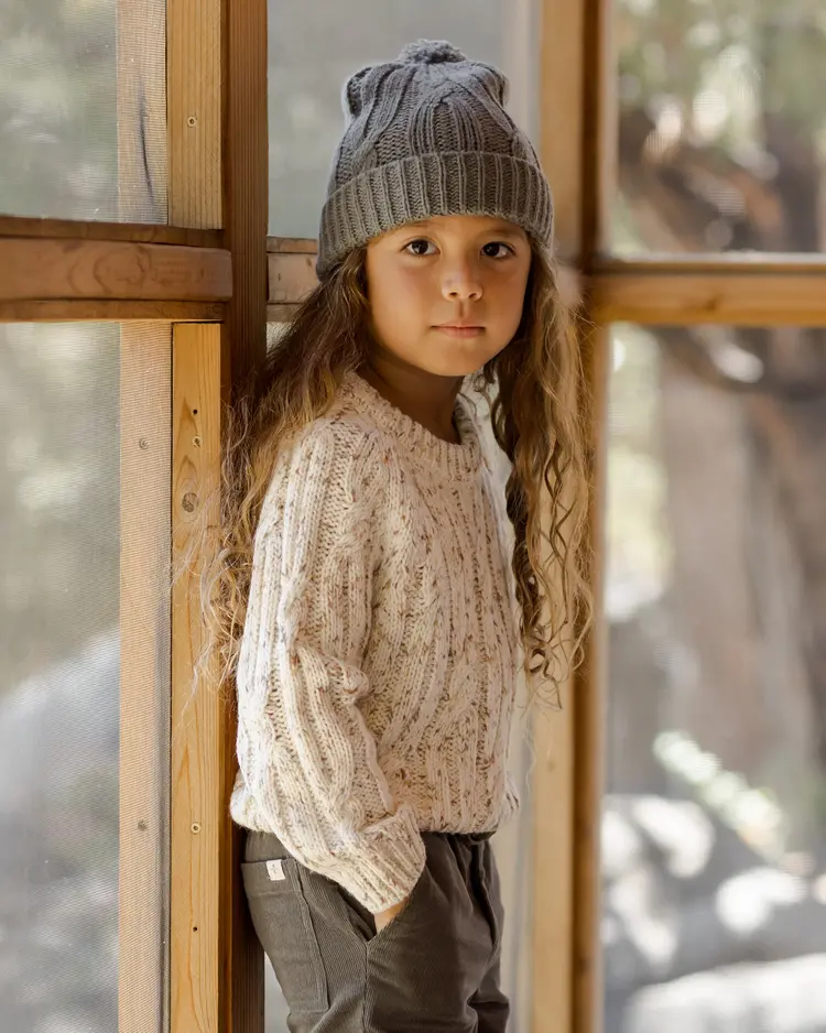 Rylee + Cru Inc. CABLE-KNIT SWEATER || NATURAL SPECKLE
