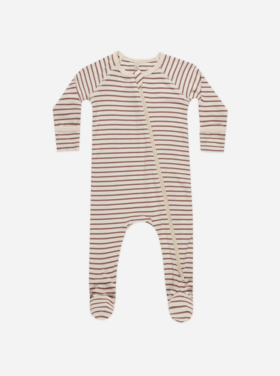 Rylee + Cru Inc. BAMBOO ZIP FOOTIE || CANDY STRIPE