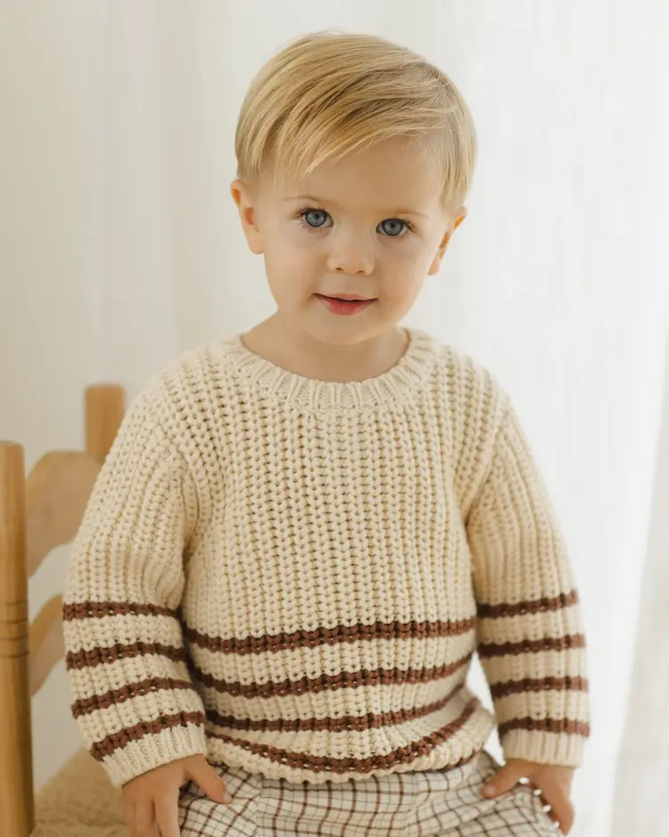 Rylee + Cru Inc. REX SWEATER || CRANBERRY STRIPE