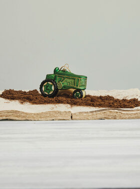 Creative Co-op Hand Painted Glass Tractor Ornament