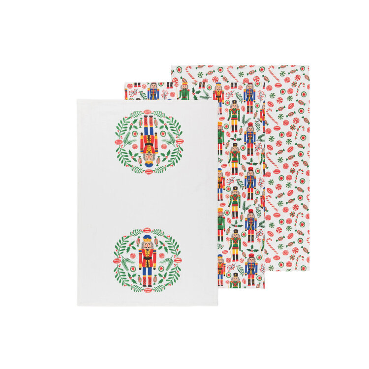 Danica Nutcracker Floursack Towels Set/3