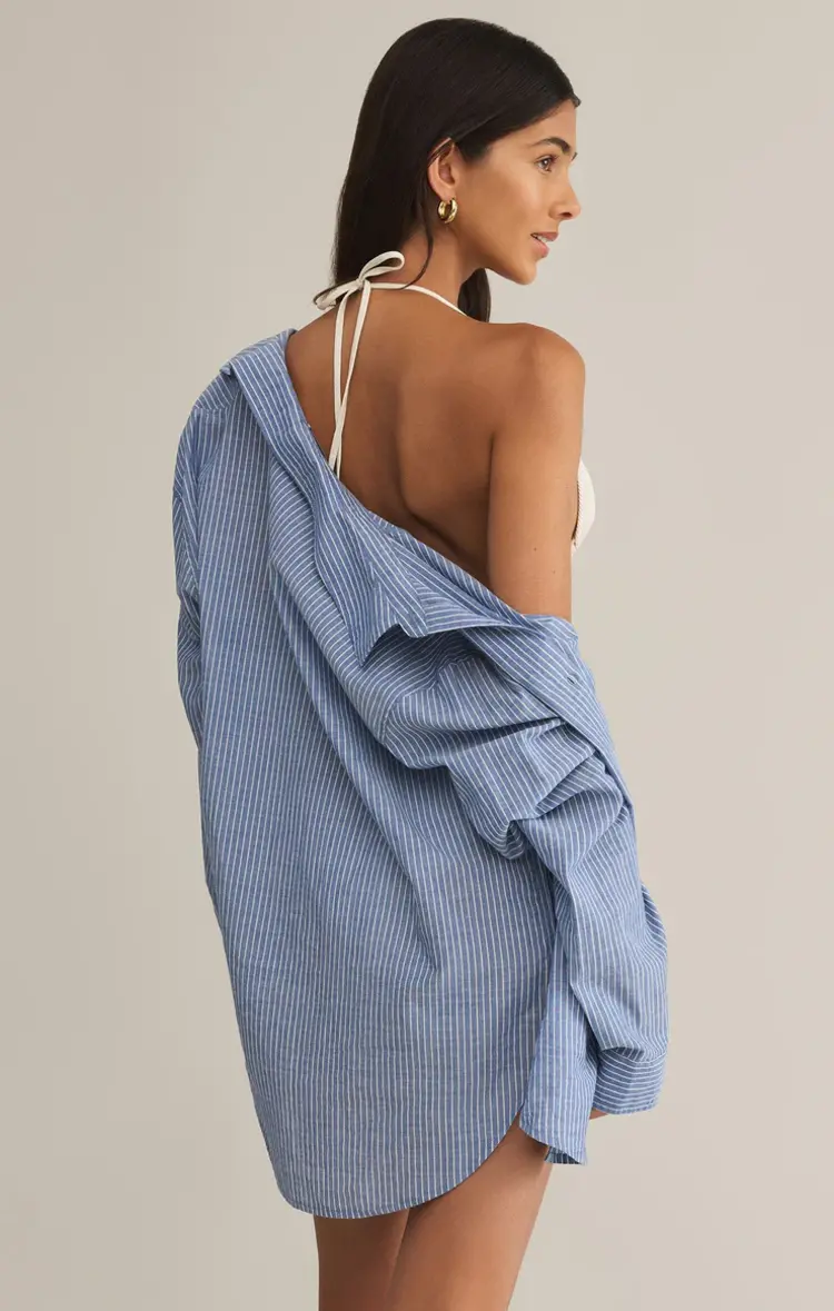 Z Supply Seaport Striped Shirt Sky Blue