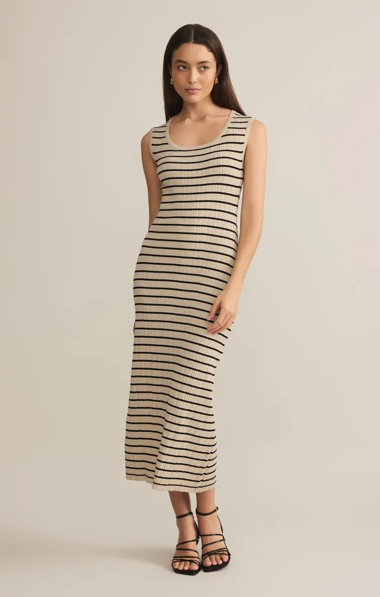 Z Supply Gisele Stripe Midi Dress Sandshell