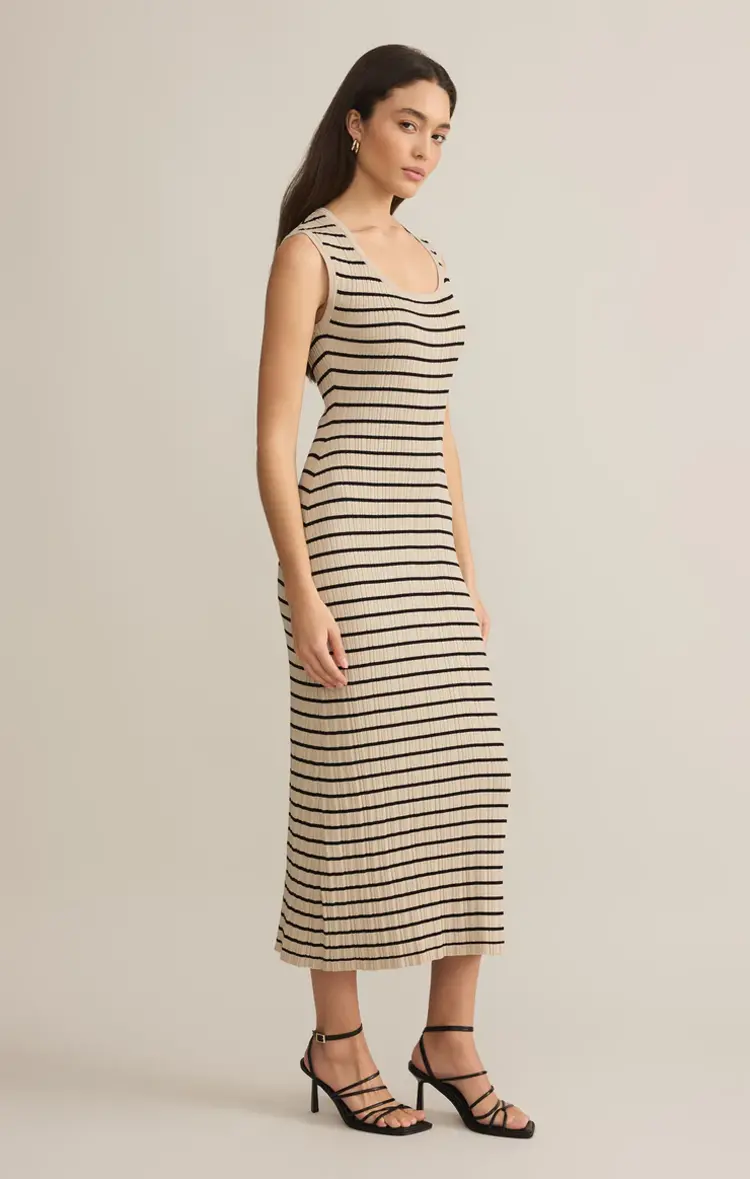 Z Supply Gisele Stripe Midi Dress Sandshell