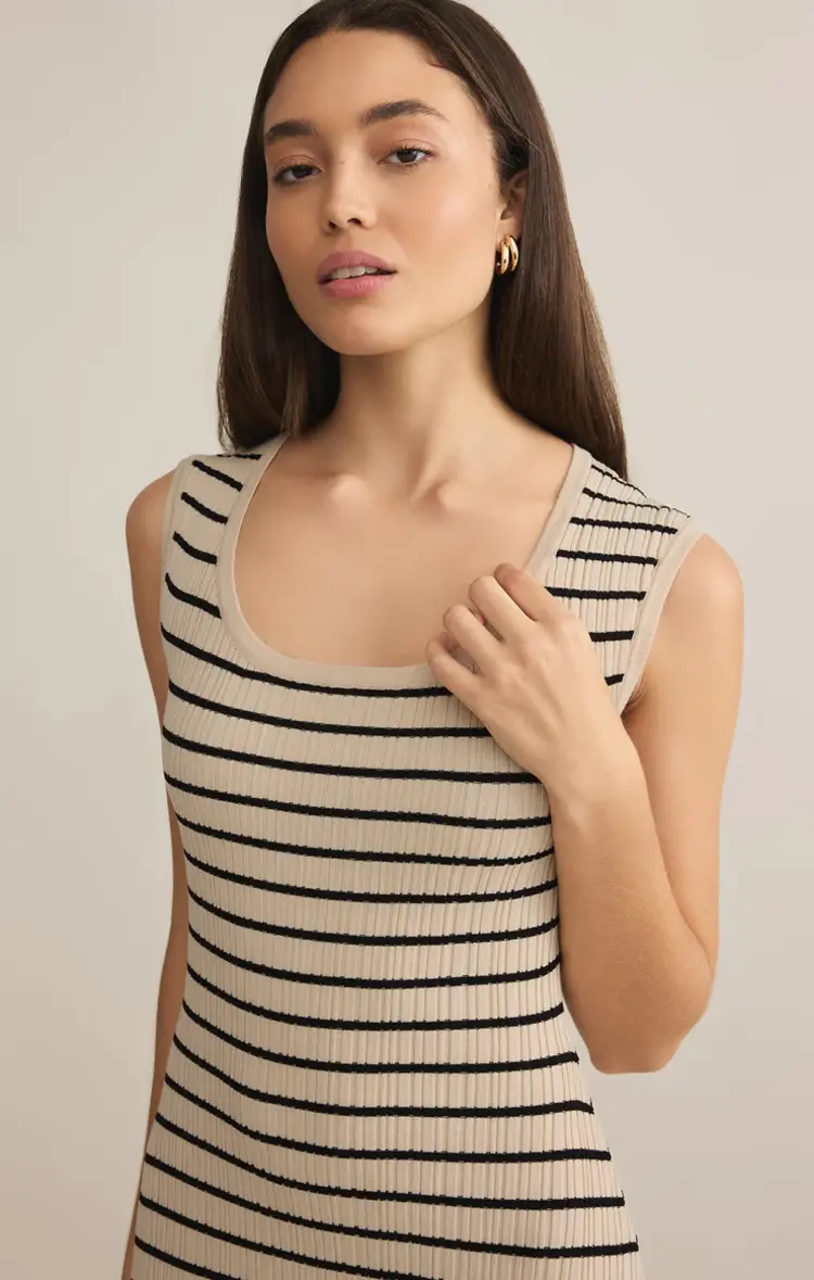 Z Supply Gisele Stripe Midi Dress Sandshell