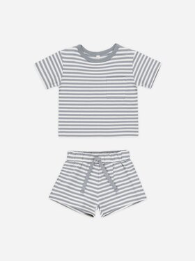Rylee + Cru Inc. POCKET TEE + SHORT SET || BLUE STRIPE