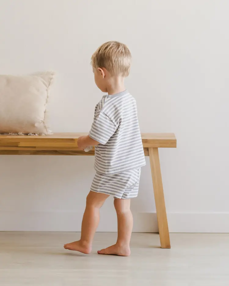 Rylee + Cru Inc. POCKET TEE + SHORT SET || BLUE STRIPE