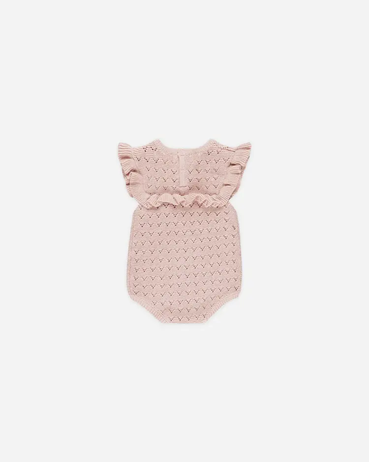 Rylee + Cru Inc. POINTELLE RUFFLE ROMPER || BUBBLEGUM