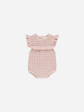 Rylee + Cru Inc. POINTELLE RUFFLE ROMPER || BUBBLEGUM