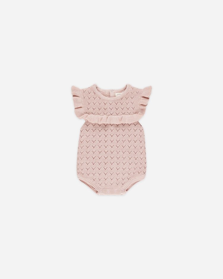 Rylee + Cru Inc. POINTELLE RUFFLE ROMPER || BUBBLEGUM