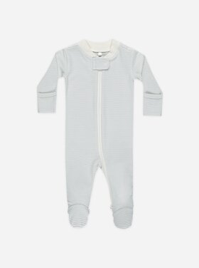Rylee + Cru Inc. ZIP LONG SLEEVE SLEEPER FOOTIE || SKY MICRO STRIPE