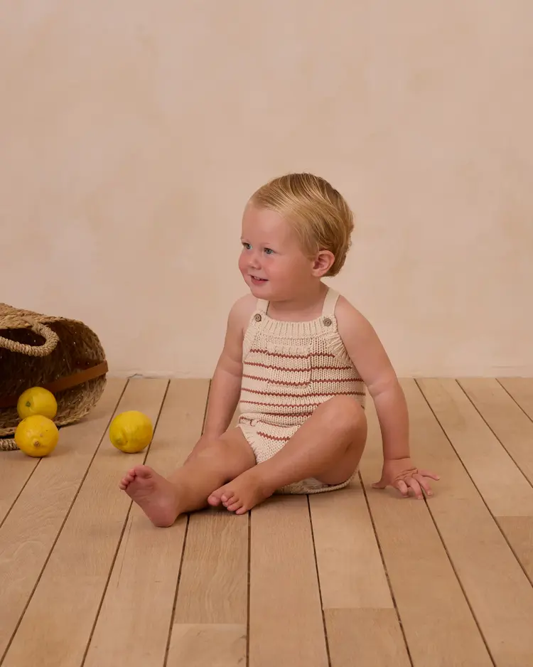 Rylee + Cru Inc. ASHTON KNIT ROMPER || POPPY STRIPE