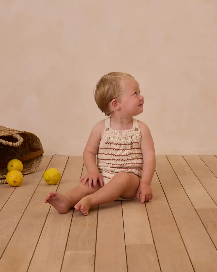 Rylee + Cru Inc. ASHTON KNIT ROMPER || POPPY STRIPE