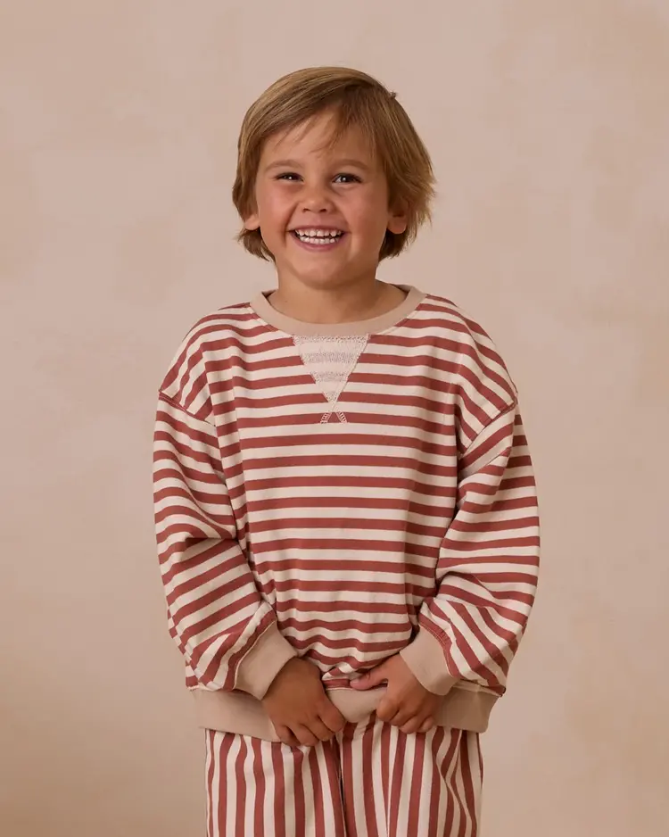 Rylee + Cru Inc. OVERSIZED CREW || POPPY STRIPE