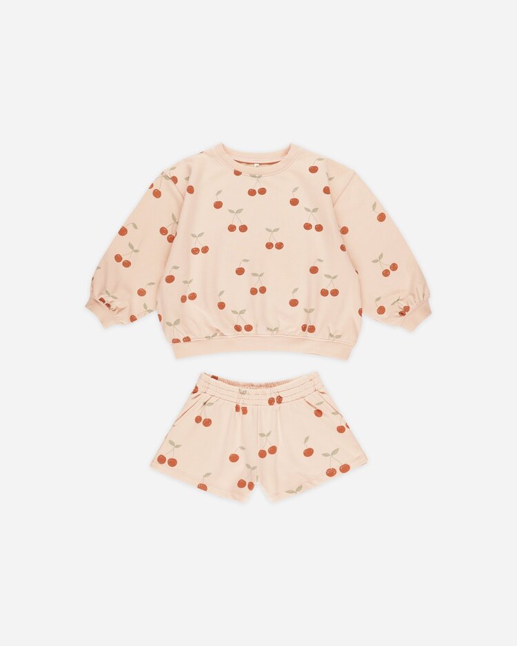 Rylee + Cru Inc. SUMMER TERRY SET || CHERRIES