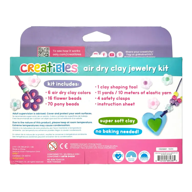 Ooly Air Dry Clay Jewelry Kit