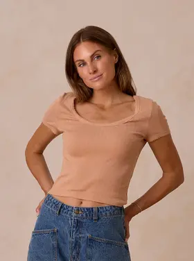 Rylee + Cru Inc. POINTELLE TEE | GRAPEFRUIT