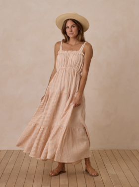 Rylee + Cru Inc. DELPHINA DRESS | GRAPEFRUIT STRIPE