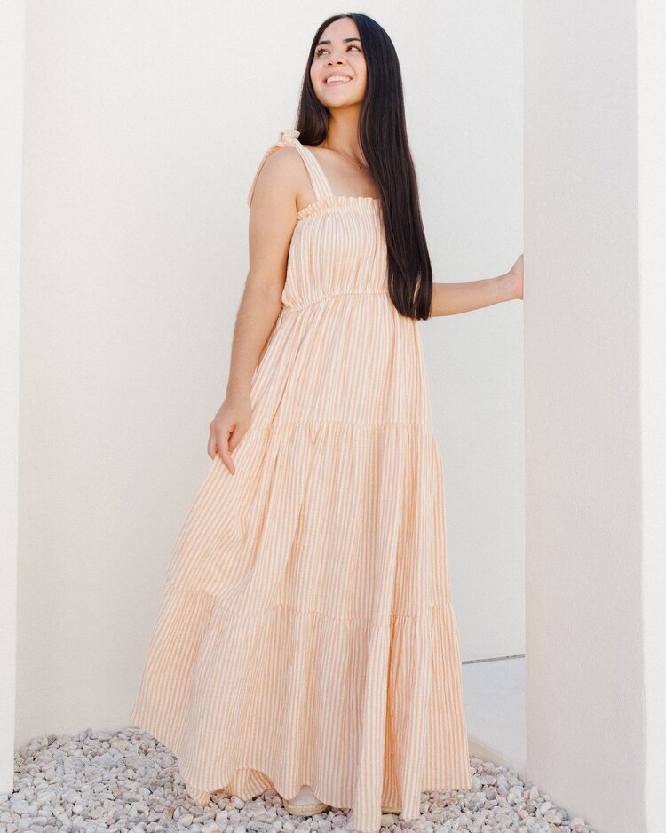 Rylee + Cru Inc. DELPHINA DRESS | GRAPEFRUIT STRIPE