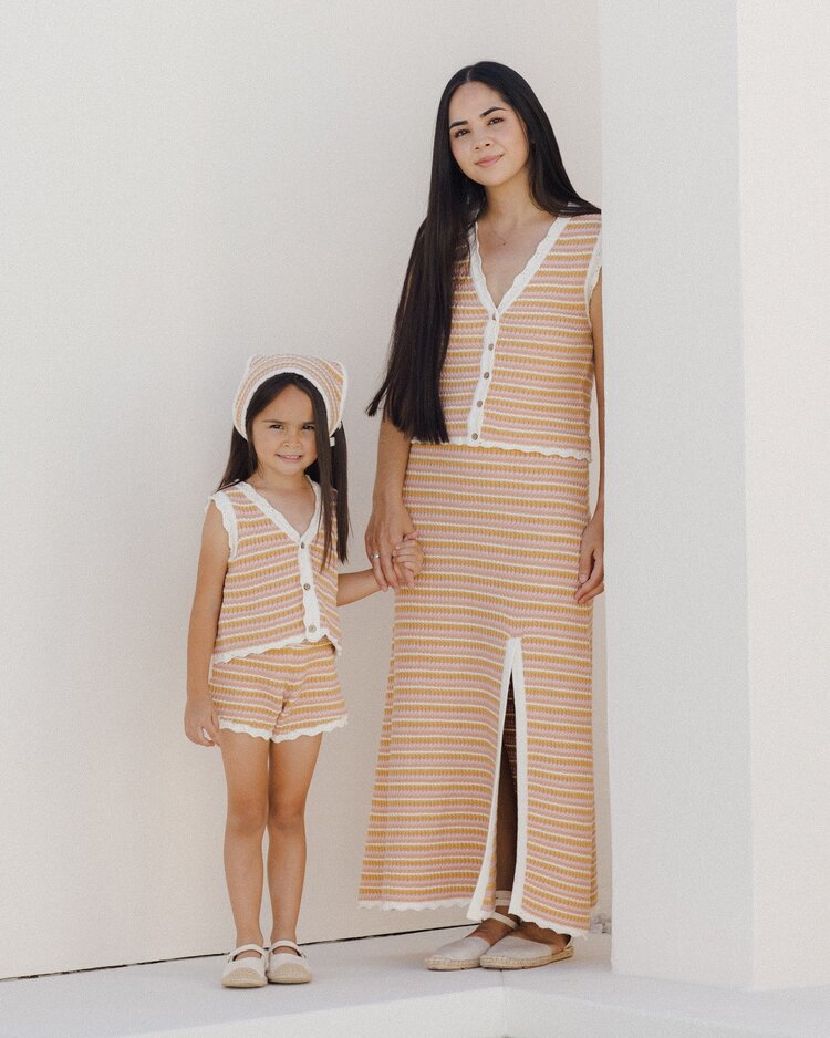 Rylee + Cru Inc. KNIT MIDI SKIRT | PINK STRIPE