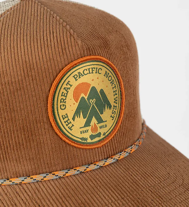 The Great PNW Campout 5 Panel Cord Trucker Hat