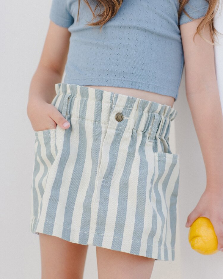 Rylee + Cru Inc. DENIM MINI SKIRT || OCEAN STRIPE