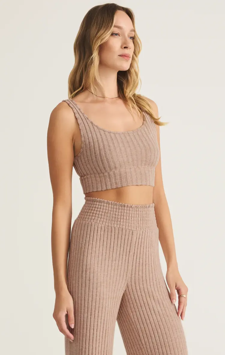 Z Supply Zoe Rib Tank Bra Iced Coffee