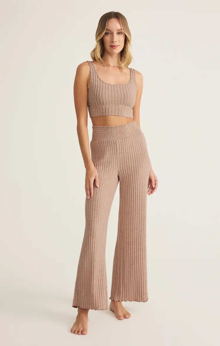 Z Supply Zoe Rib Tank Bra Iced Coffee