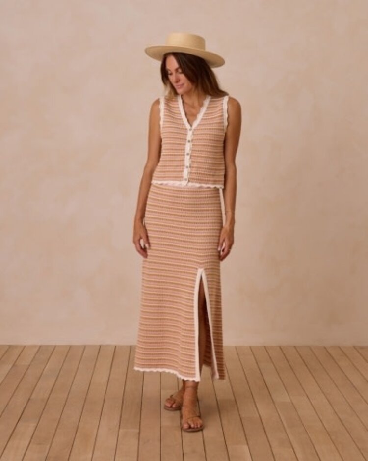 Rylee + Cru Inc. KNIT MIDI SKIRT | PINK STRIPE