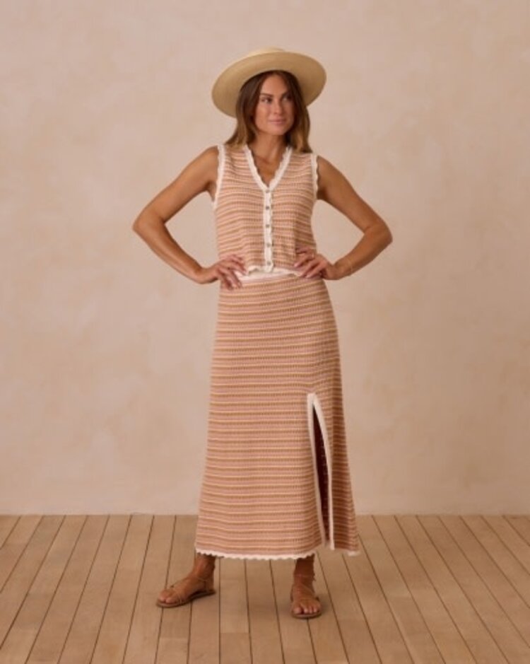 Rylee + Cru Inc. KNIT MIDI SKIRT | PINK STRIPE