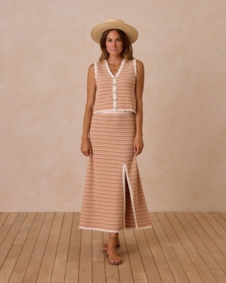 Rylee + Cru Inc. KNIT MIDI SKIRT | PINK STRIPE