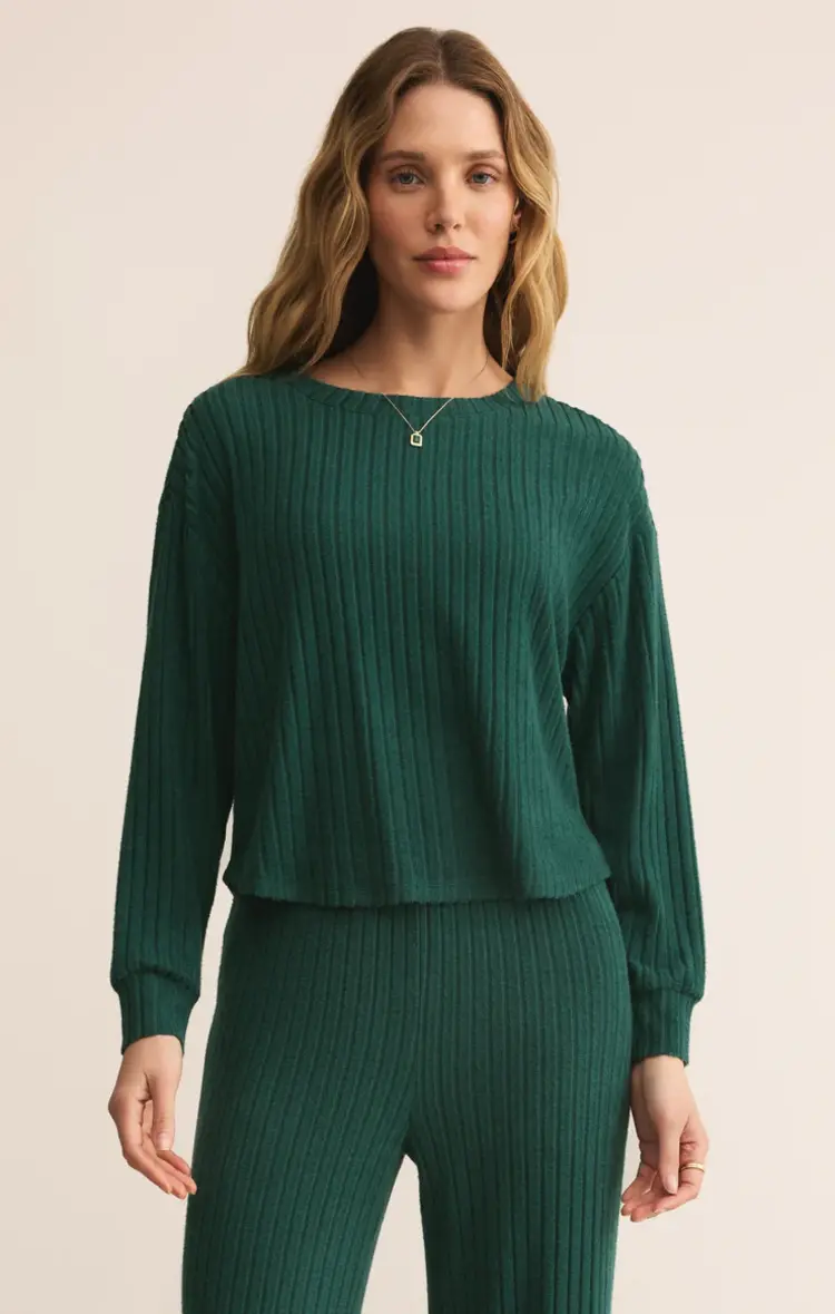 Z Supply Elfie Rib LS Top Mistletoe