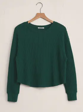 Z Supply Elfie Rib LS Top Mistletoe