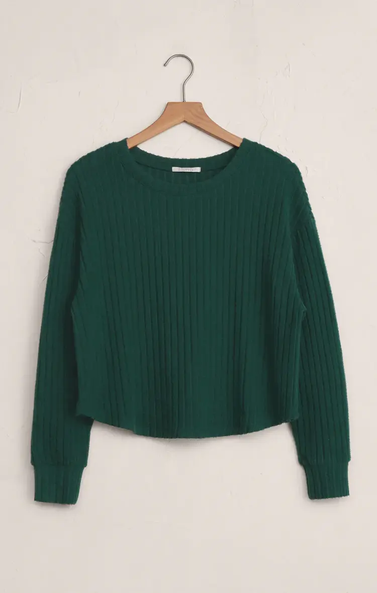 Z Supply Elfie Rib LS Top Mistletoe