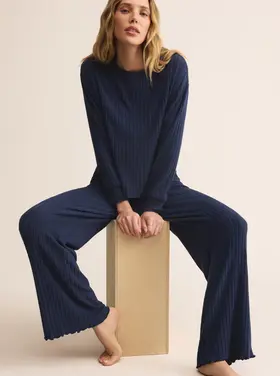 Z Supply Dawn Smocked Rib Pant Blue Sapphire