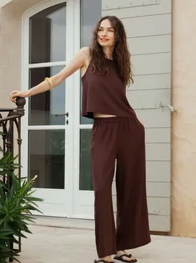 Z Supply Scout Linen Pant Chocolate Cherry