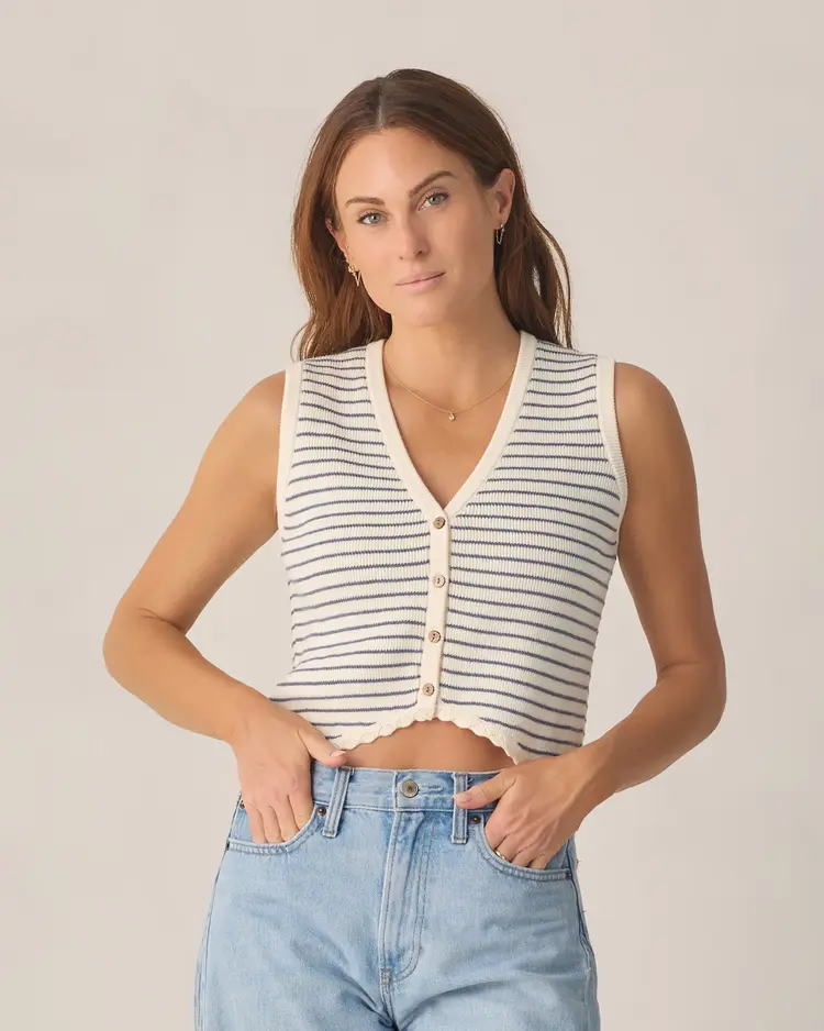 Rylee + Cru LLC KNIT VEST | MARINE STRIPE