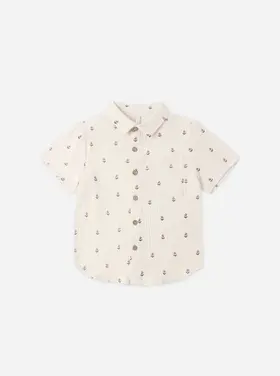 Rylee + Cru LLC COLLARED SHORT SLEEVE SHIRT || ANCHORS