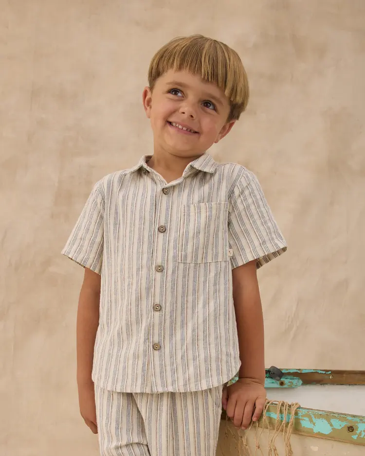 Rylee + Cru LLC COLLARED SHORT SLEEVE SHIRT || NAUTICAL STRIPE