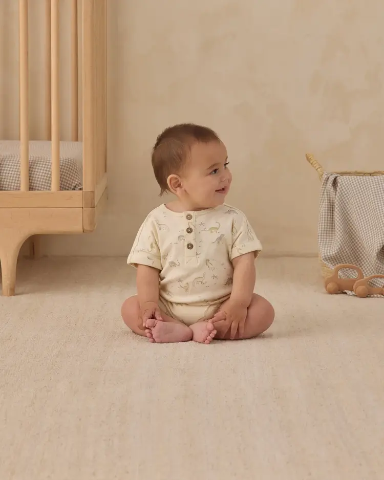 Rylee + Cru LLC SHORT SLEEVE ONE-PIECE || DINOSAUR