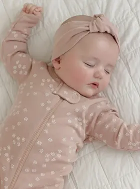 Rylee + Cru LLC ZIP LONGSLEEVE SLEEPER || MAUVE DAISY