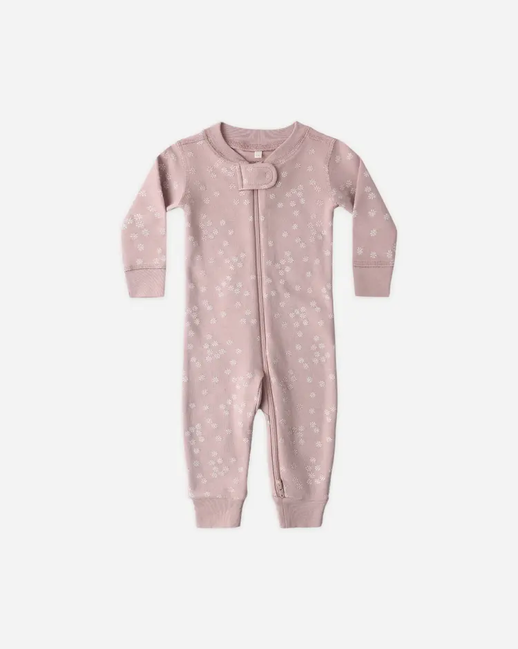 Rylee + Cru LLC ZIP LONGSLEEVE SLEEPER || MAUVE DAISY
